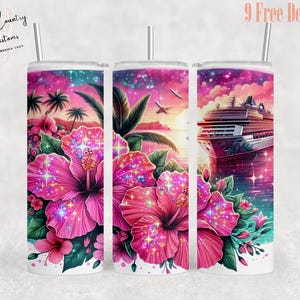 Cruise Life Tumbler Wrap: Tropical Hibiscus Flower Design (PNG Digital Download)
