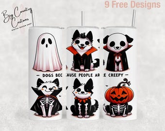 Dogs Because People Are Creepy PNG: Halloween Dog Sublimation Design (Digital Download)
