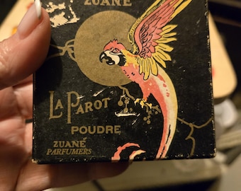 1930s powder box.   It is for the box..  no powder inside.   Le parot     In pre loved condition.. Great for vanity decor.   It is lovely.