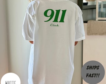Comfort Colors 911 Club T-Shirt: Baggy Y2K Graphic Top, Trendy Streetwear Apparel, Vintage Car Club Clothing, Retro Driving Hoodie