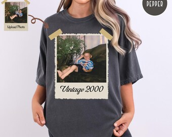 Custom Photo Vintage Style Shirt: Personalized Birthday Gift, Picture Print Apparel, Retro Photo Design Top