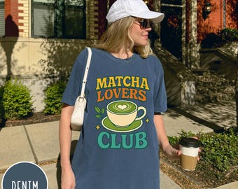 Comfort Colors® Matcha Lovers Club T-Shirt, Matcha Lover Shirt, Trendy Green Tea T-Shirt for Women, Iced or Hot, Cafe Aesthetic Graphic Tee