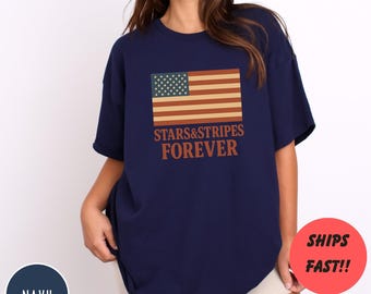Camiseta con gráfico de la bandera de EE. UU. de Comfort Colors: camiseta retro del 4 de julio