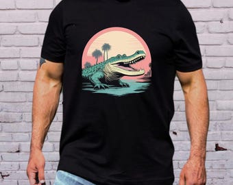 Comfort Colors Alligator T-Shirt: Vintage 90s Retro Cropped Tee, Funky Graphic Print Top, Throwback Y2K Fashion Apparel