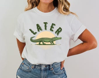 Comfort Colors Later Gator Cropped T-Shirt: Vintage 90s Graphic Top, Funky Retro Print, Throwback Y2K Fashion Apparel