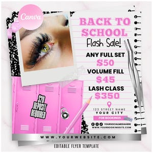 Back to School Lash Special Flyer Template, Lash Booking Flyer, Lash Appoitment Flyer, Lash Sale Flyer, Eyelash Extension Flyer