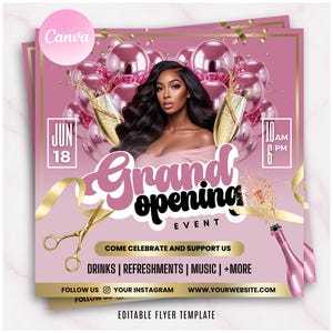 Grand Opening Flyer, Opening Event Flyer, Lash Opening Flyer, Event Party Flyer, Grand Opening Event, Hair Flyer, Editable in Canva