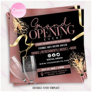 DIY Grand Opening Flyer, Celebration Flyer, Launch Event Party Flyer, Hair Flyer, Lash Flyer, Wig Flyer, Social Media Post