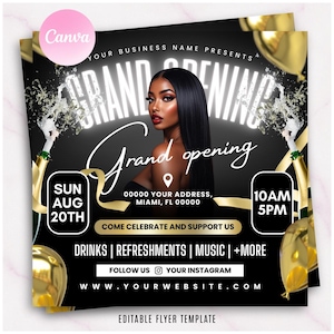 Grand Opening Flyer, Opening Event Flyer, Lash Opening Flyer, Event Party Flyer, Grand Opening Event, Hair Flyer, Editable in Canva