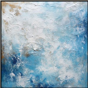 Abstract Ocean Wave Oil Painting on Canvas Large Original Blue Textured Sea Waves Seascape Wall Art Trendy Fashion Living Room Home Decor
