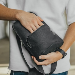 Genuine Leather Chest Bag for Men Personalized Sling Bag