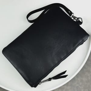Cartera de cuero para hombre, cartera de mano con cremallera, cartera de cuero, regalo de cumpleaños para novio