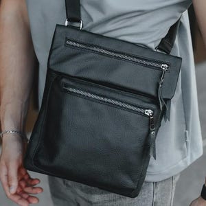 Mens leather bag handmade crossbody bag for men personalized leather messenger birthday gift for him