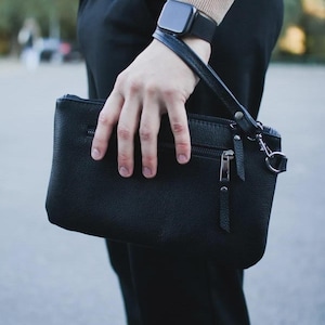 Cartera de mano, cartera de cuero para hombre, bolso de muñeca, billetera de cuero, regalo de cumpleaños para novio
