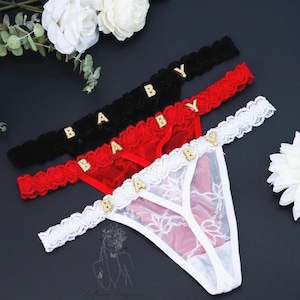 Custom Gold Charms Thong With Letter,Custom Name Thong G-strings,Custom Name Thong,Name Thong Anniversary Gift Valentine’s day gift