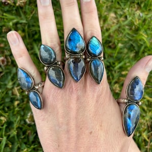 Double Labradorite Ring - Etsy