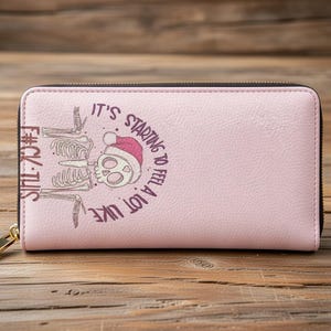 Halloween Skeleton PU Leather Zipper Wallet, Edgy Gothic Card Holder