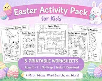 Páginas de actividades y artes de Pascua: Diversión imprimible para niños de preescolar y jardín de infantes