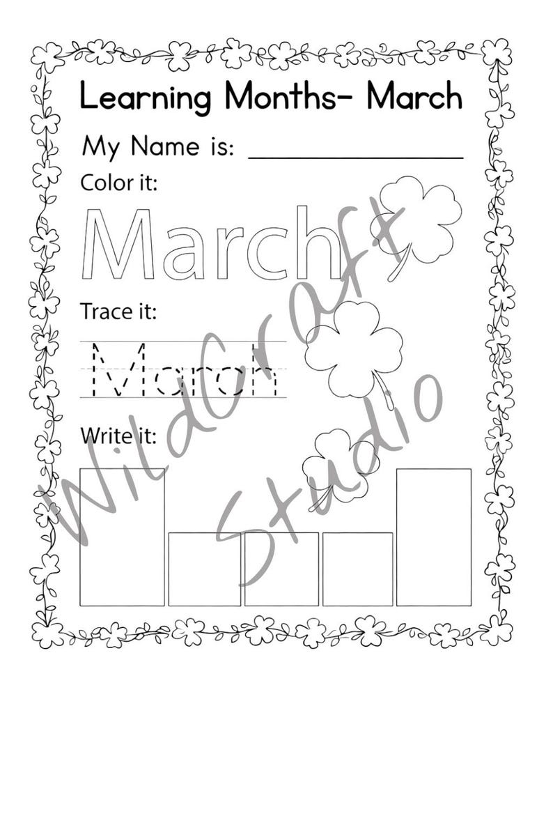 Months of the Year Worksheet – Color, Trace & Write (printable PDF) - Etsy