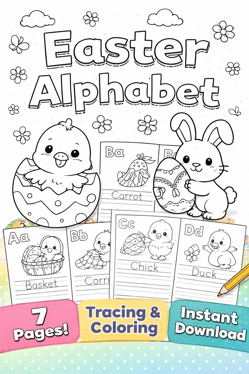 Easter Alphabet Tracing Worksheets | Preschool Literacy (digital ...