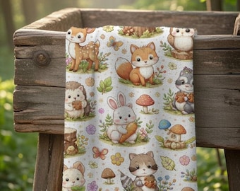Easter Forest Animals Hand Towel | Bunny Deer Fox Spring Decor