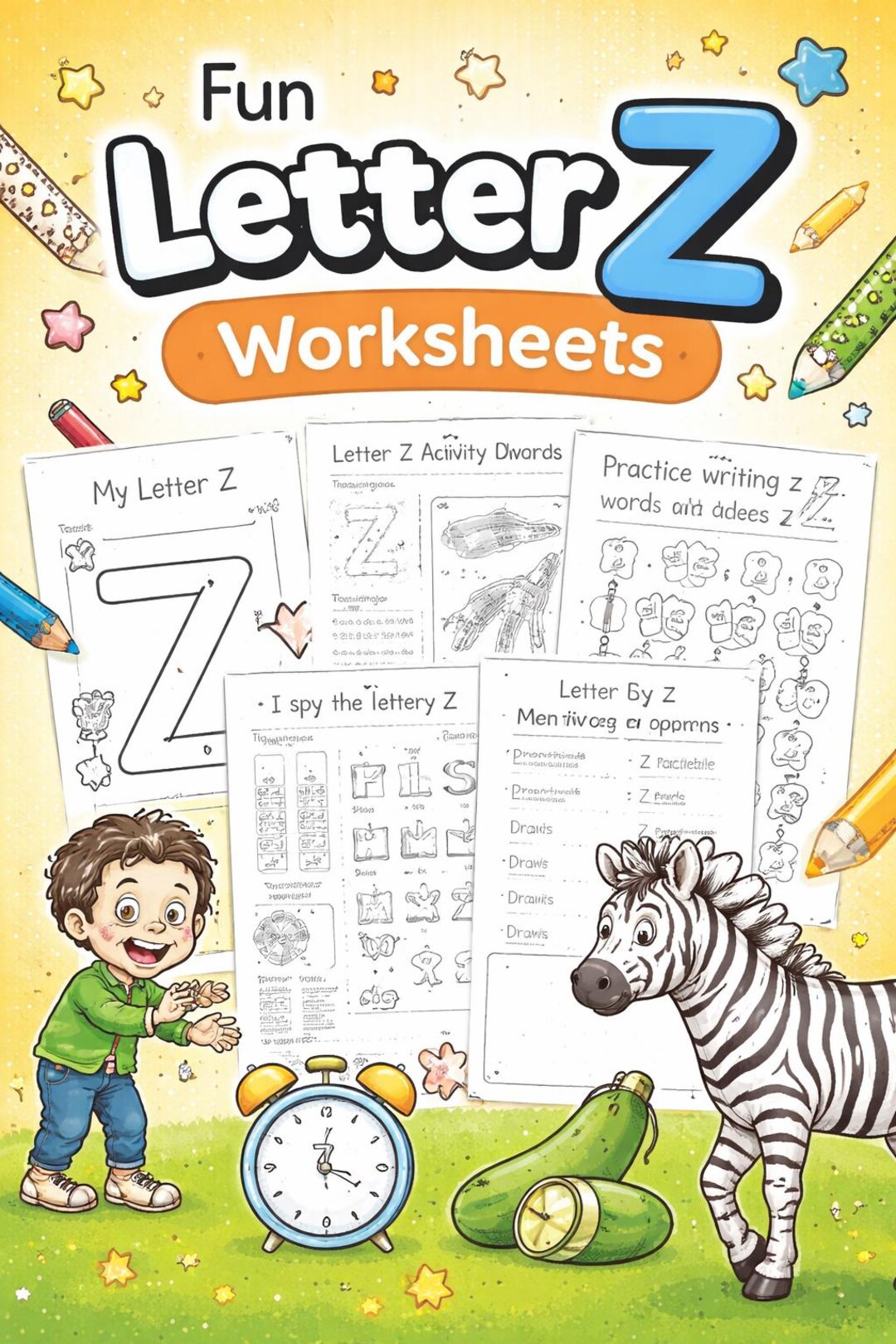 Letter Z Learning Pack – 5 Printable Pages for Preschool & Kindergarten ...