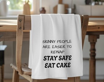Stay Safe Eat Cake Hand Towel | Kitchen Tea Party Baking Quote