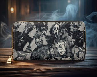 Portafoglio con cerniera Gothic Horror: portamonete in pelle PU Dark Macabre