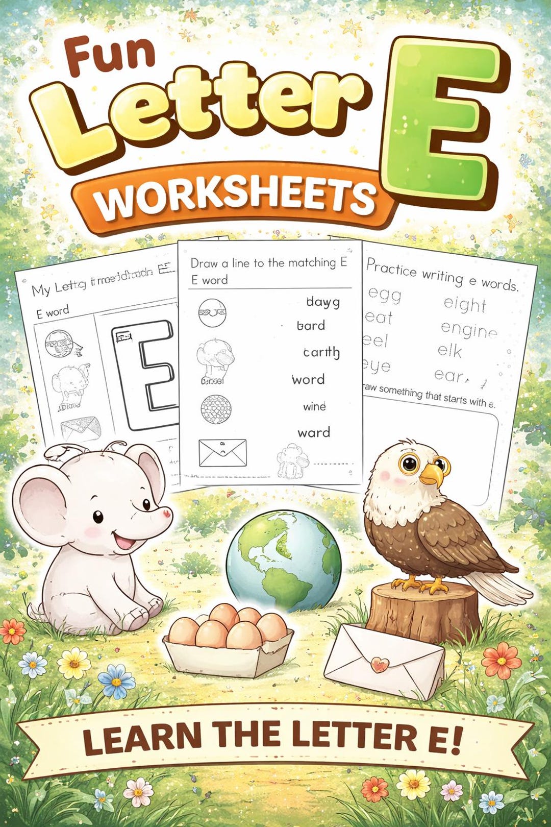 Letter E Learning Pack – 5 Printable Alphabet Worksheets for Preschool ...