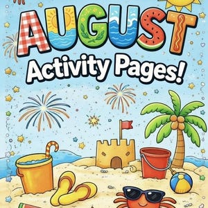 Activiteitenpakket augustus – 5 afdrukbare pagina's voor kleuters en kleuters – I Spy, ABC, Coloring & More