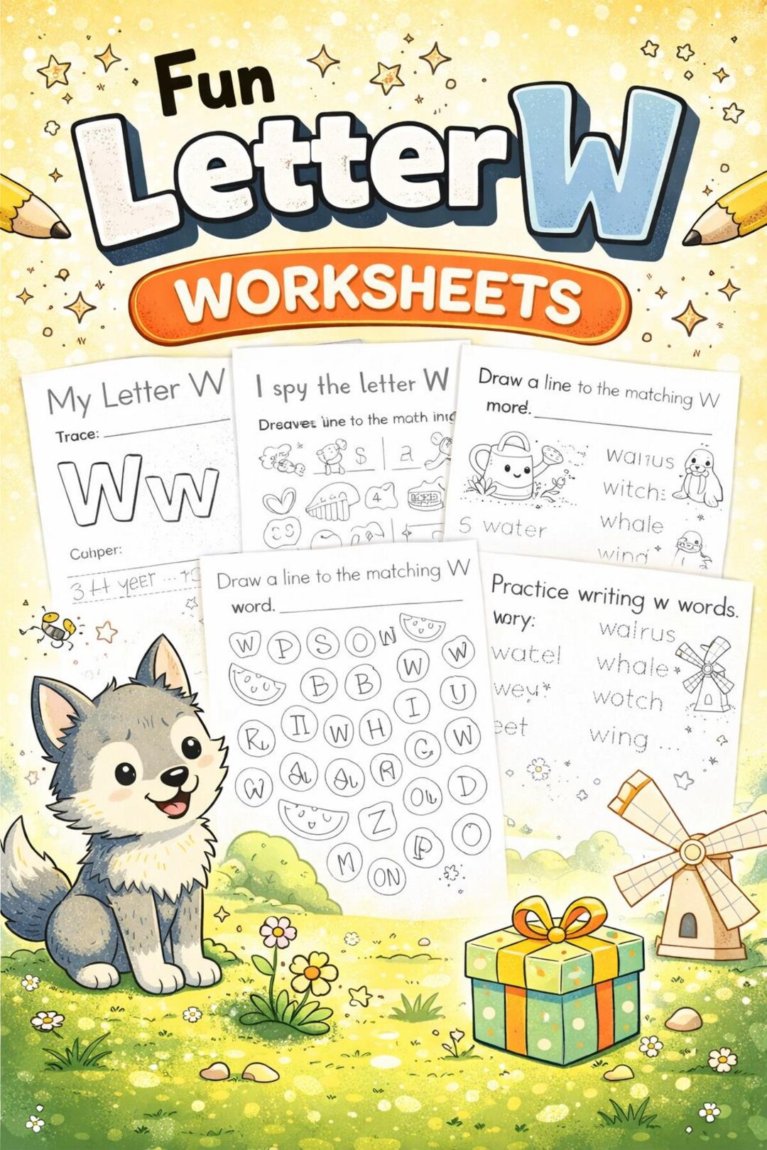 W/learning Notebook Letter W Learning Pack – 5 Printable Pages for Preschool & Kindergarten ...