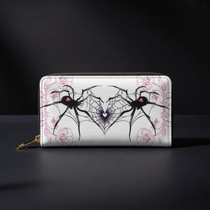 Spider Heart PU Leather Zipper Wallet | Gothic Design