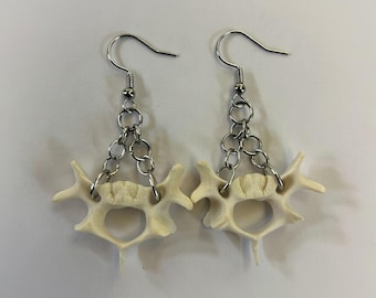 Vertebra Bone Dangle Earrings | Gothic Anatomical Jewelry