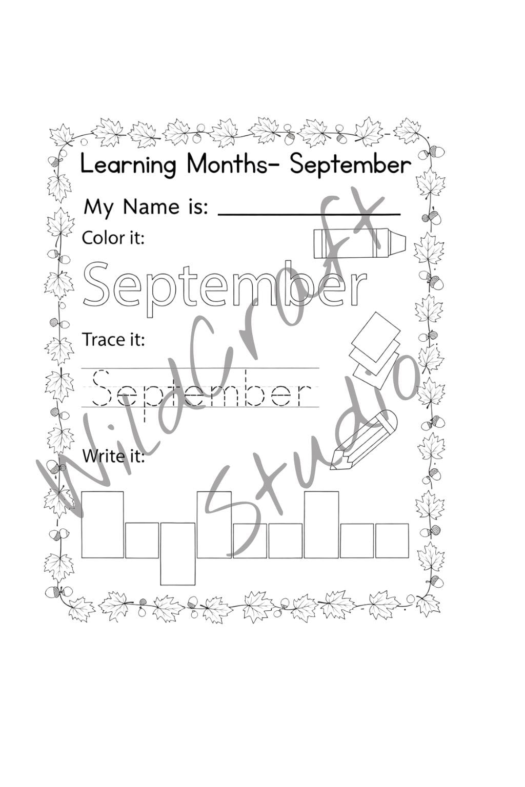 Months of the Year Worksheet – Color, Trace & Write (printable PDF) - Etsy