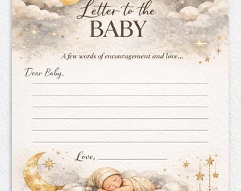 Lettera al bambino stampabile / Capsula del tempo per baby shower / Baby shower celeste / Stampabile senza genere / Download immediato