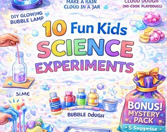Esperimenti scientifici per bambini / 10 progetti STEM, scuola materna ed elementare + pacchetto bonus (download digitale)