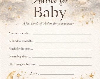 Consigli per la stampa del bambino / Scheda di consigli per il baby shower / Gioco per il baby shower celeste / Baby shower neutro / Download immediato