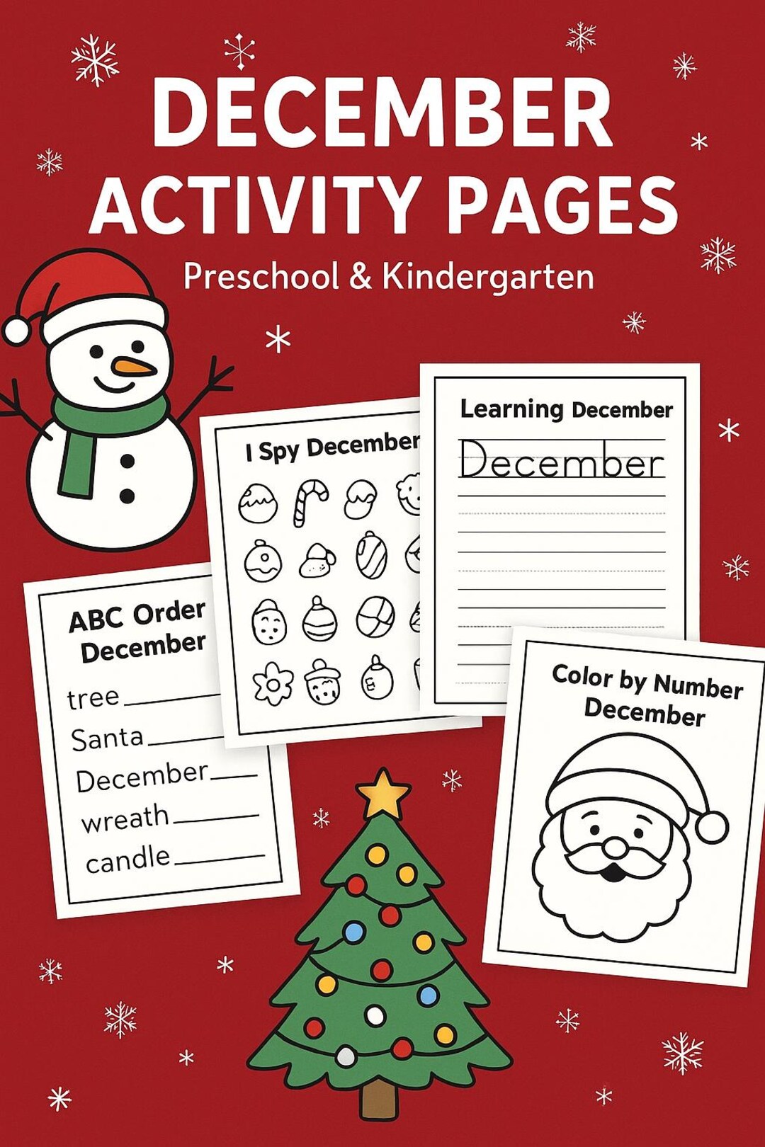 December Activity Pack – 5 Printable Pages for Preschool and ...