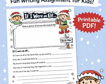 Se fossi un elfo: spunto di scrittura / Attività di scrittura natalizia per bambini / Scrittura creativa per le vacanze in formato PDF stampabile
