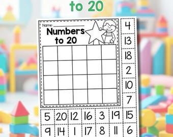 Foglio di lavoro sui numeri da 1 a 20 da tagliare e contare – Attività matematica stampabile (PDF)