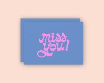 Miss You Pink Foil Letterpress Greeting Card