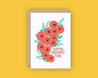 Happy Mother's Day Tulip Letterpress Greeting Card