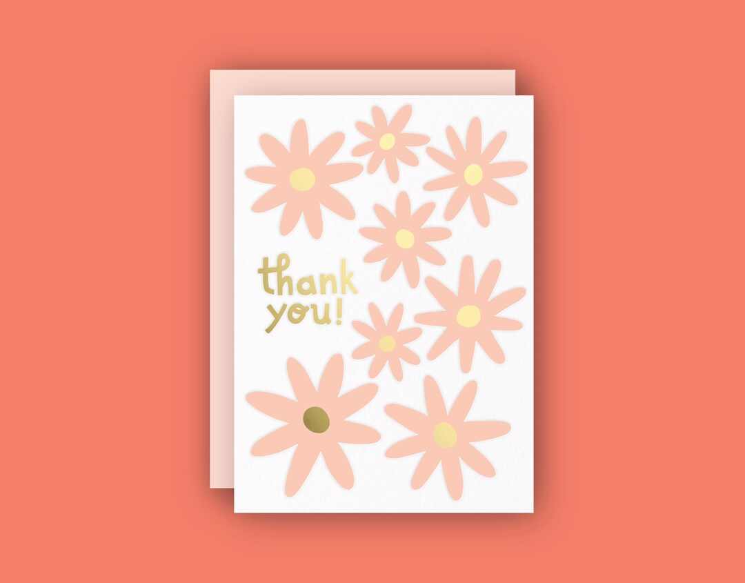 Thank You Daisy Gold Foil and Letterpress Greeting Card - Etsy