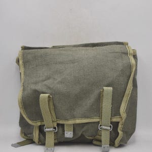 Vintage 1980s Polish Army Canvas Bread Bag Satchel Military Surplus Webbing