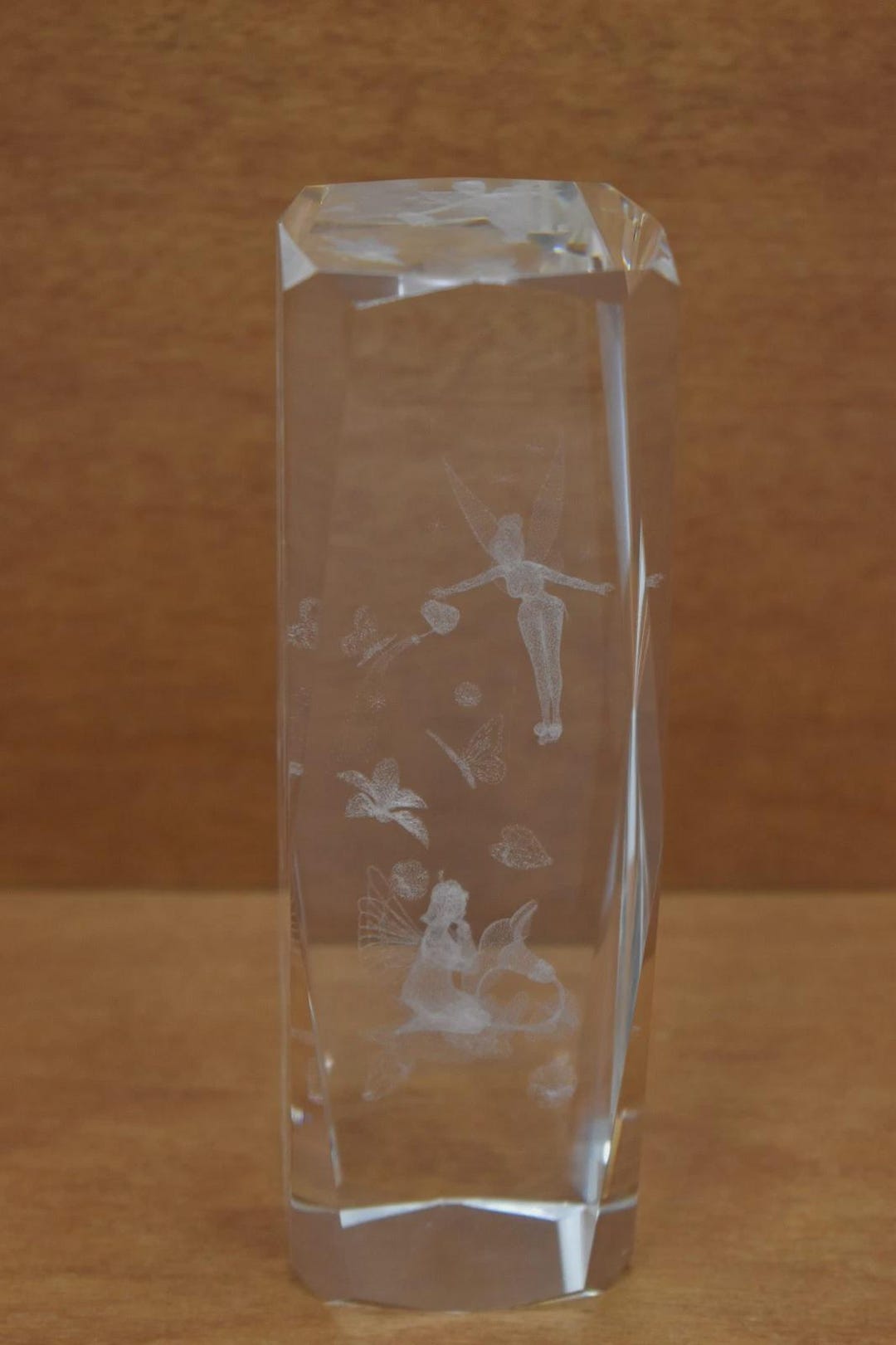 Walt Disney Tinkerbell 3D Laser Etched Crystal Glass Cube Paperweight ...