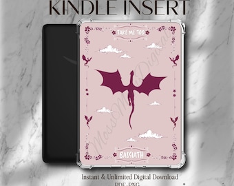 Inserto imprimible para Kindle inspirado en la Cuarta Ala Rosa - Descarga digital instantánea - Paperwhite, Basic, Scribe, Oasis