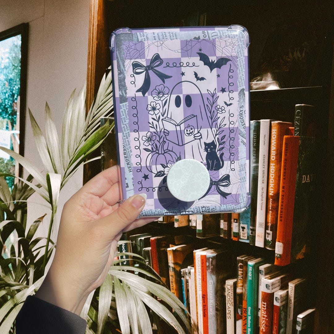 Printable Pink & Purple Halloween Checkered Ghost Kindle Case Insert ...