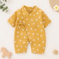 Muslin Baby Kimono Romper, Cotton Wrap Bodysuit, Newborn Outfit, Soft Infant Onesie, Unisex Baby Clothes, Gauze product logo
