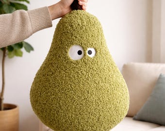 Almohada de peluche de pera, cojín de fruta kawaii, peluche decorativo, accesorio estético para sofá, regalo de decoración acogedora para habitación