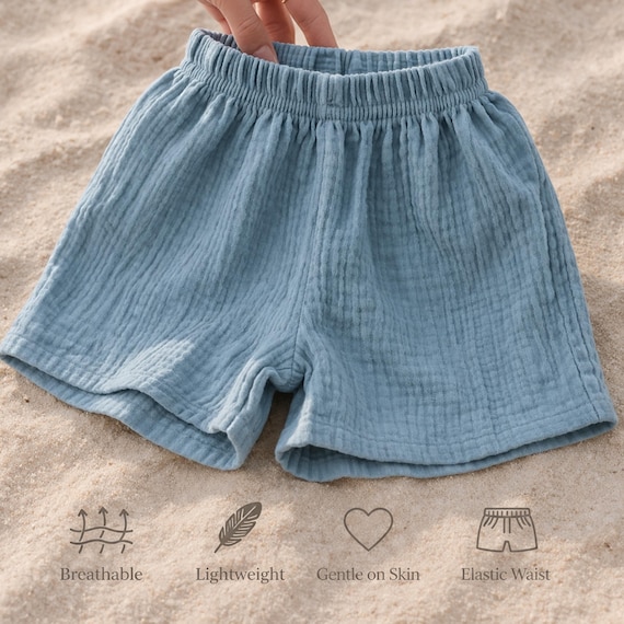 Muslin Baby Shorts, Kids Shorts, Toddler Shorts, Cotton Gauze Shorts, Summer Kids Clothing, Beach Outfit, Unisex Children Shorts, Minimalist
